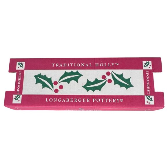 New Longaberger Pottery Traditional Holly Pattern Spoon Rest Original Packaging - Picture 6 of 7